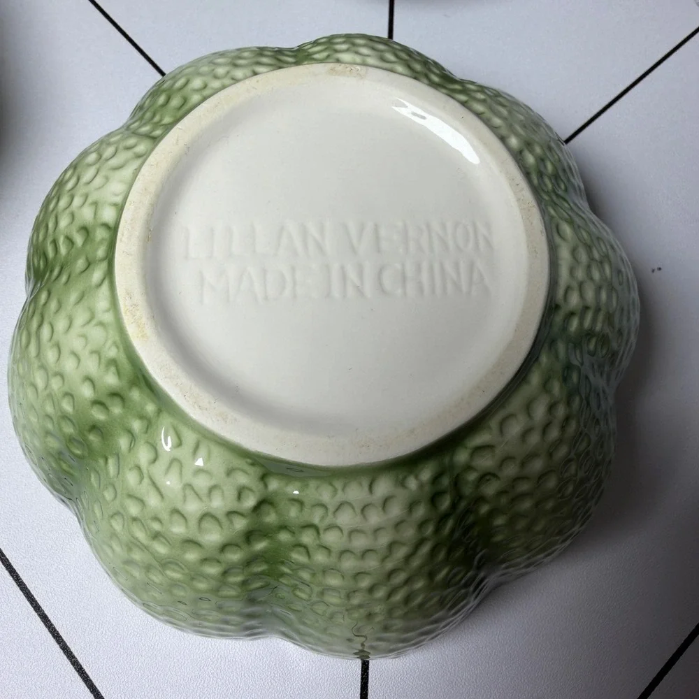 VTG set of 4 Lillian Vernon Melon Bowls Green Orange Fruit Ceramic 6inch dishes